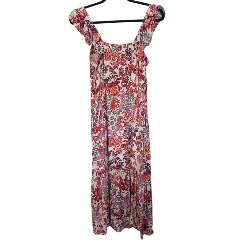 Knox Rose Boho Floral Maxi Tiered Dress Size Small - Picture 2 of 10